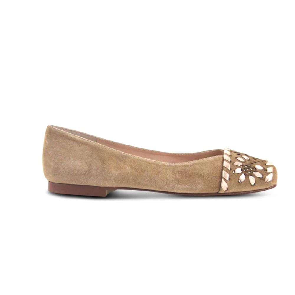 FS/NY French Sole Suede Square Toe Flats - Ribbon Detail - 7B Deuce Camel Suede